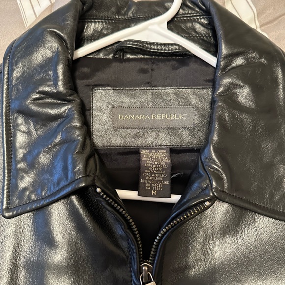 Banana Republic Medium Black Leather Jacket - Picture 1 of 4